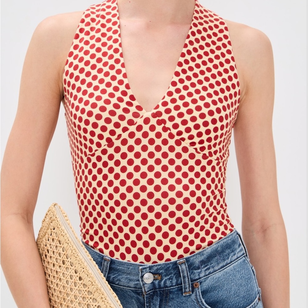 Reformation Bowie Knit Top (Polka Dot)